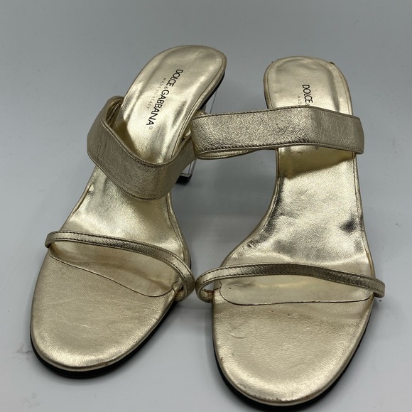 Dolce & Gabbana Gold Heels Women Size 37 1/2 US ( 6.5 -7 ) - Picture 3 of 13